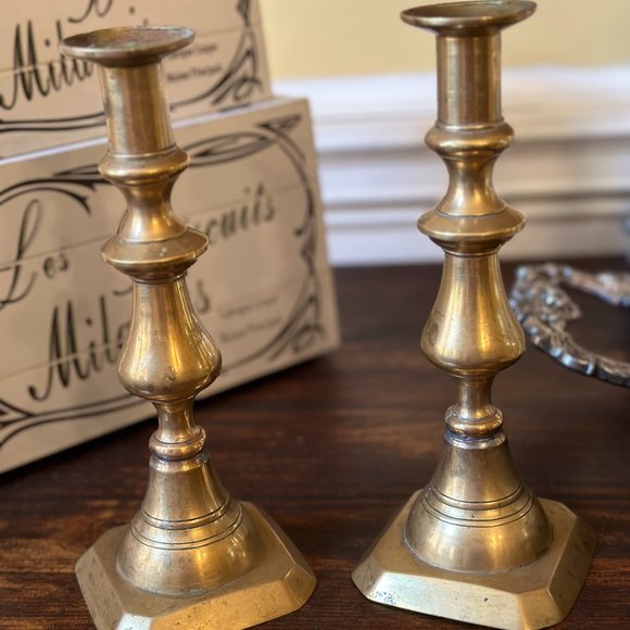 19th Century Brass Candlesticks - Picture 5 of 15
